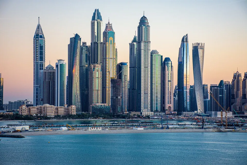 Dubai Marina towers along the waterfront