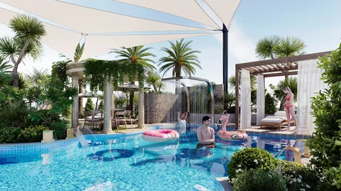 Beach-themed pool at Electra