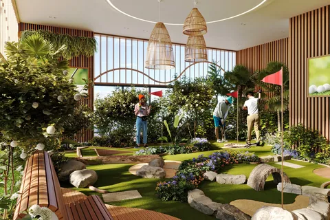 Indoor mini golf area at Electra