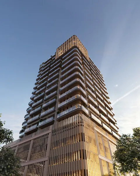 LUME Residences facade at dusk
